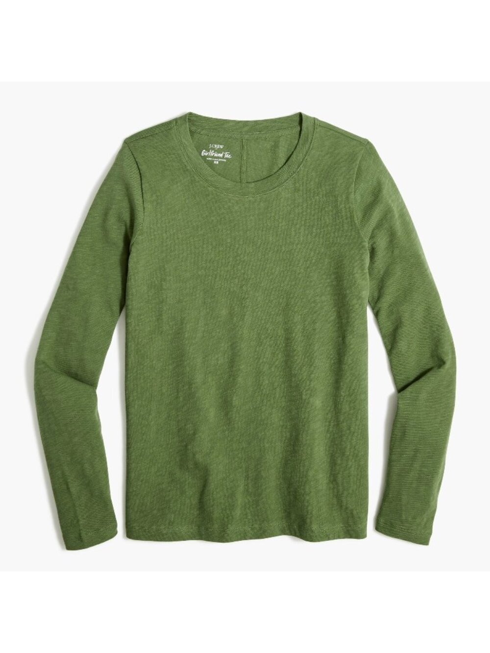 J Crew Girlfriend Long Sleeve Tee~Size S~Moss Green Cotton L10 13